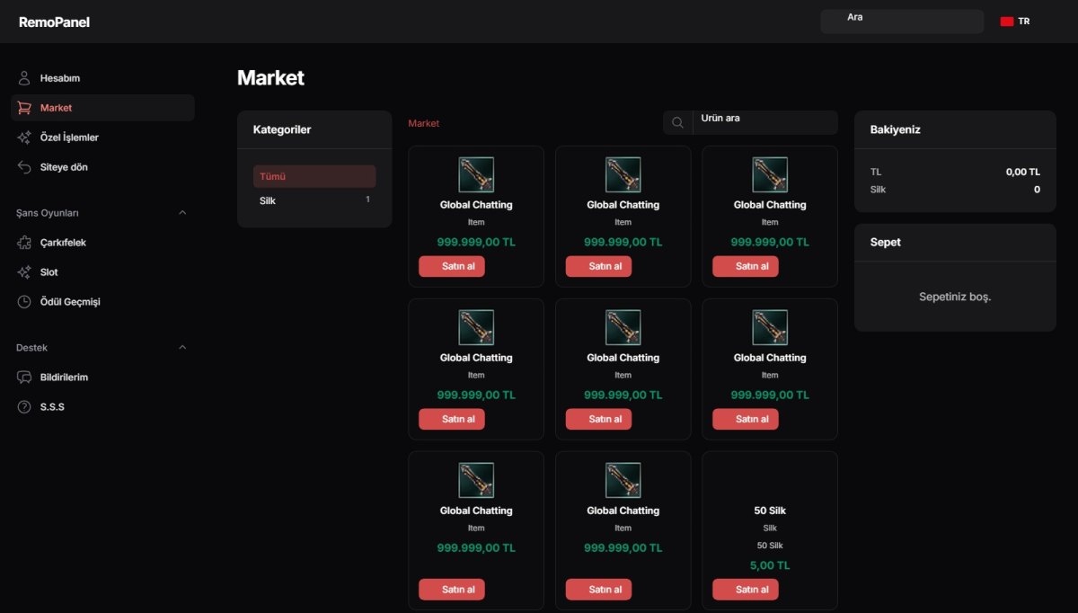 Web Market ekranı